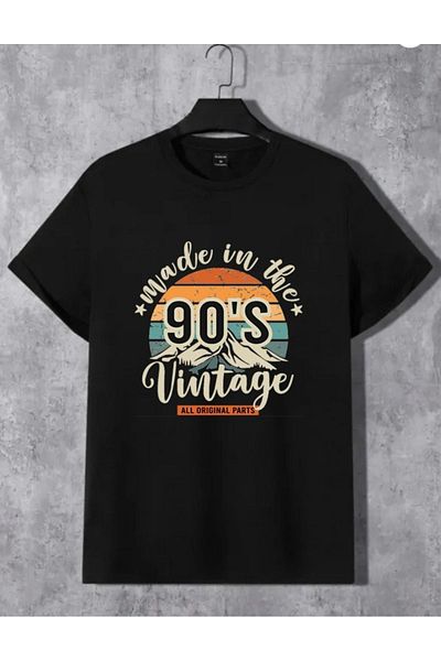 Viyalente Μαύρο μπλουζάκι με στάμπα 90's Oversize