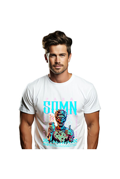 StoryGift Romania Tricou Barbati cu Portret Zombie extenuat cu Tigara Si Cafe...