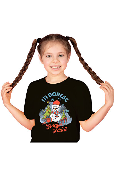 StoryGift Romania Tricou Copii cu Om De Zapada Vesel Cu Caciula Mos Craciun, ...