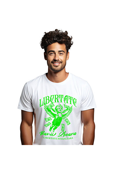 StoryGift Romania Tricou Barbati cu Inger cu aripi Copil Zburator bancnote ba...