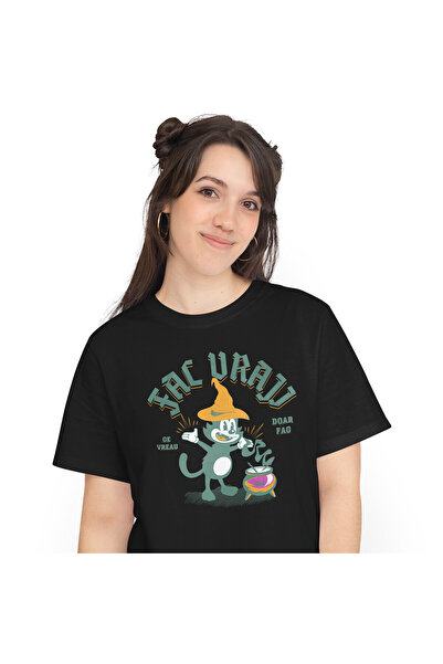 StoryGift Romania Tricou Femei cu Motan Cu Palarie De Vrajitor Potiune Magica...