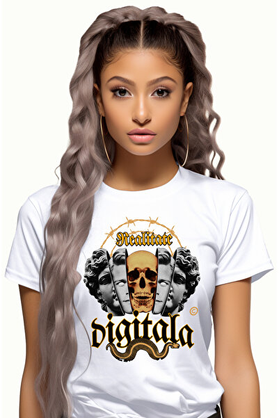StoryGift Romania Tricou Femei Realitate digitala mastii fata craniu cu impri...