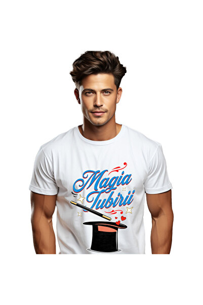 StoryGift Romania Tricou Barbati cu Palarie De Magician cu Bagheta, Inimioare...