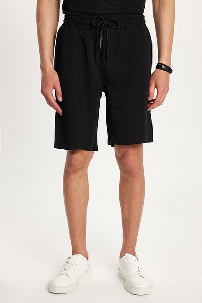 Tudors Men's Standard Fit Cotton Zip Polo Neck T-Shirt with Lace-Up Waist Black Shorts Set