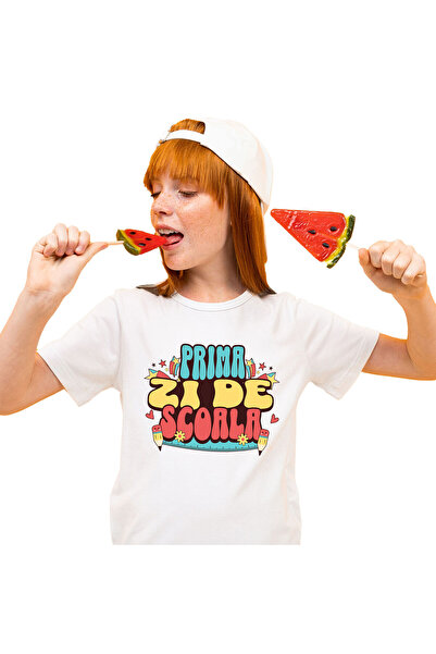 StoryGift Romania Tricou Copii cu Rechizite scoala Educatie Un Nou Inceput Co...