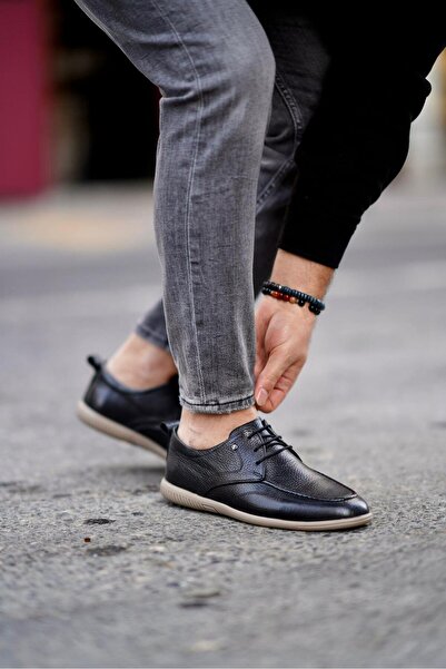 Ahmed Hamdi Bey أحذية جلدية فليكس سوداء للرجال