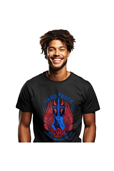 StoryGift Romania Tricou Barbati cu Chitara Rock&Roll Aripi De Inger Trandafi...