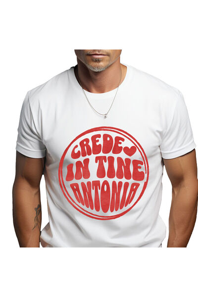 StoryGift Romania Tricou Barbati cu Cerc Rosu Inimioara, Iubire, Prietenie, S...