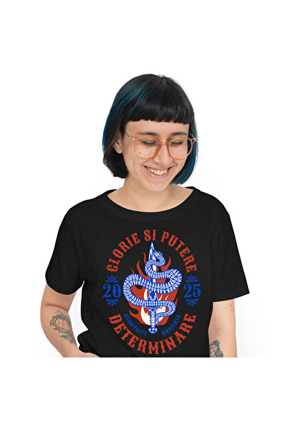 StoryGift Romania Tricou Femei cu Sarpe Periculos Cu Sabie Motivational Glori...