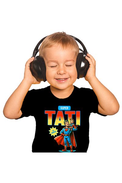 StoryGift Romania Tricou Copii cu Barbat Costum Super man, Erou, Copil, Frate Unchii, Familie Iubi,Black_6ANI