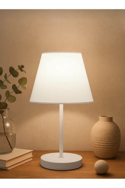 Semboldekor White Footed Conical White Hat Lampshade