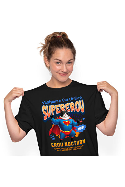 StoryGift Romania Tricou Femei cu Pisica Cu Muschii Ridicand Greutati Superer...