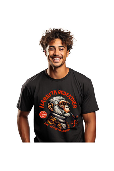StoryGift Romania Tricou Barbati cu Portret Maimuta Cu Trabuc Si Ochelari De ...