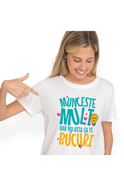 StoryGift Romania Women's T-Shirt with Inspirational Message Balance Work Har...