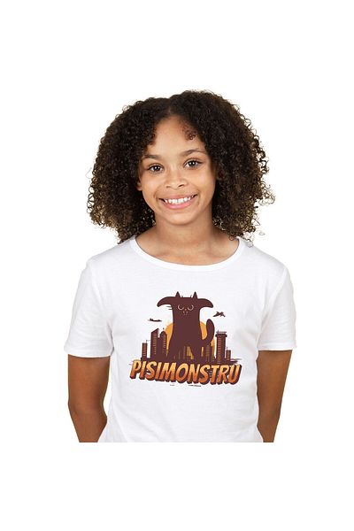 StoryGift Romania Tricou Copii cu Pisica imensa Neagra, Animal Blanos Iubitorii De Motani cu impri,White_12ANI