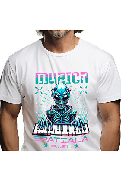 StoryGift Romania Tricou Barbati cu Extraterestru Vesel In Costum Spatial DJ ...