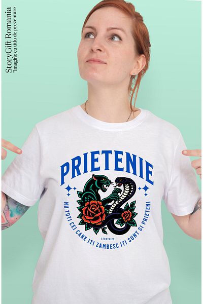 StoryGift Romania Women's T-Shirt with Fighting Dangerous Animals Snake and Angry Tiger Red Roses,White_XS