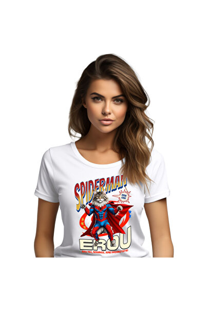 StoryGift Romania Tricou Femei cu Maine Coon Pisica In Costum de SpiderMan cu...