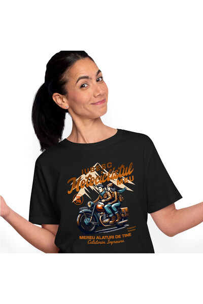 StoryGift Romania Tricou Femei cu Cuplu Romantic Calatorie Motor Printre Munt...