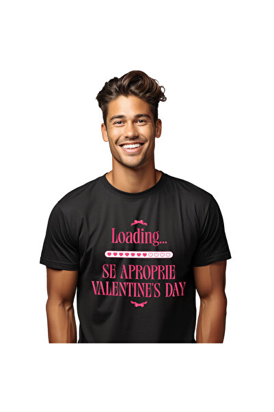 StoryGift Romania Tricou Barbati cu Funda Roz bara Incarcare Valentine's Day,...