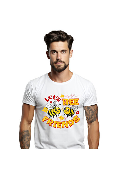 StoryGift Romania Tricou Barbati cu Pereche Albine Vesele Prieteni Iubire Flo...