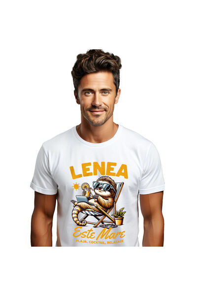 StoryGift Romania Tricou Barbati cu Animal Lenes Relaxare la plaja Pe Sezlong...