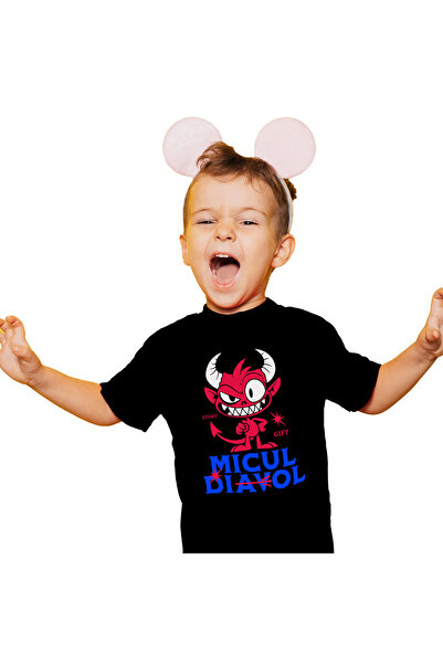 StoryGift Romania Tricou Copii cu Diavol Fericit Cu Coarne Lungi, Hallowen, Sarbatoare Infricosato,Black_4ANI