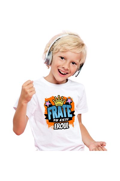 StoryGift Romania Tricou Copii cu Coroana Regala Stil Graffiti, Animat, Copii, Familie, Fericire c,White_10ANI
