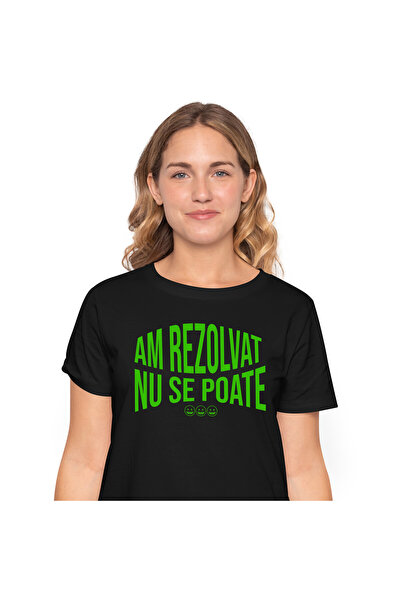 StoryGift Romania Tricou Femei cu Mesaj Iluzie Optica Smiley Face, Sarcasm, Gluma cu imprimeu pe F,Black_M