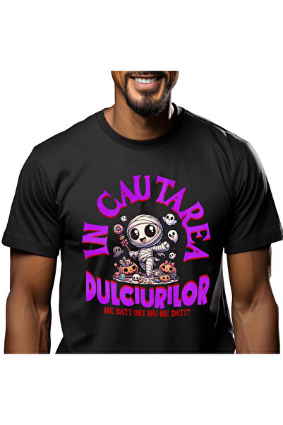 StoryGift Romania Tricou Barbati cu Mumie vesela De Hallowen, Fantome Si Dovl...