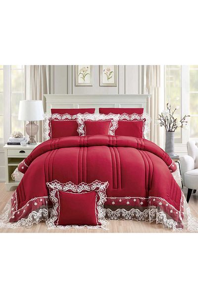 Red Rose Double bedspread, 8-piece event set, quilt size 240 x 260 cm
