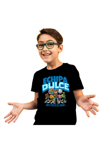 StoryGift Romania Tricou Copii cu Dulciuri Razboi Acadele Bomboane tableta Ciocolata Urs Echipa Du,Black_12ANI