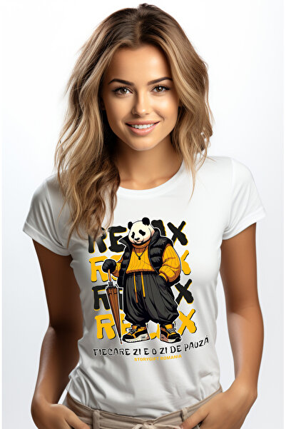 StoryGift Romania Tricou Femei urs panda relaxat fiecare zi e o zi de pauza, ...