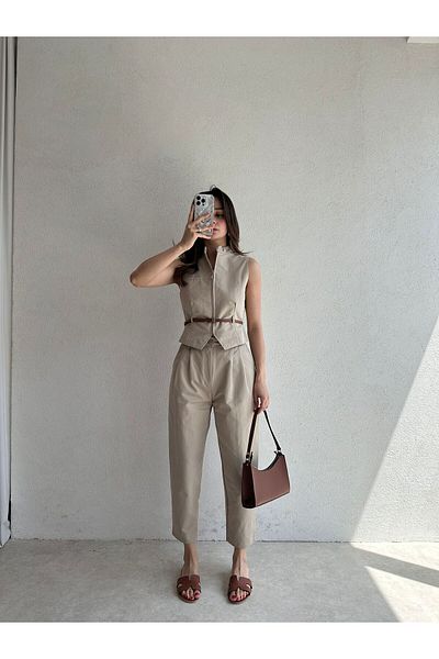 Mooi Butik Prag Suit 6892 - Beige
