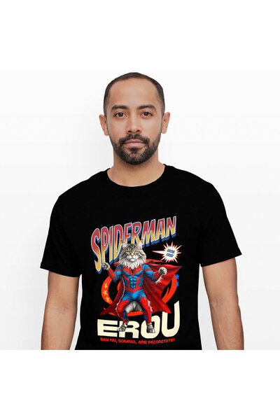 StoryGift Romania Tricou Barbati cu Maine Coon Pisica In Costum de SpiderMan ...