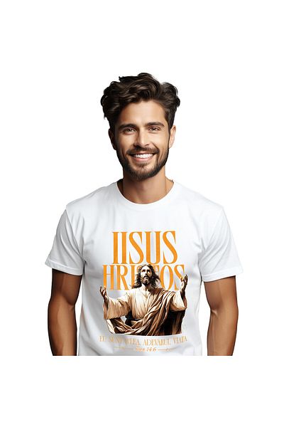 StoryGift Romania Tricou Barbati cu Iisus Hristos Statuie Rugandu-se La cer Dumnezeu Religie paste,White_L