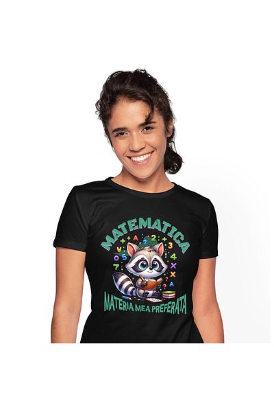StoryGift Romania Tricou Femei cu Sconcs Cu Caiet Matematica Cifre matematica Materia Mea Preferat,Black_XL