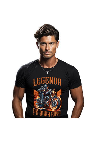 StoryGift Romania Tricou Barbati cu Motociclist In Tinuta De Piele Protectie ...
