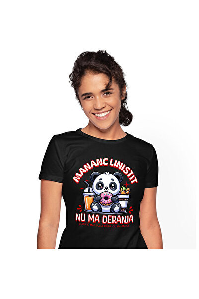 StoryGift Romania Tricou Femei cu Urs Panda Cu Gogoasa Glazurata Fresh Portoc...