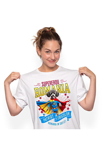 StoryGift Romania Tricou Femei cu Pudel / Poodle Caine In Costum de Capitan R...