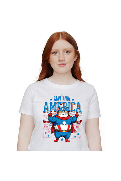 StoryGift Romania Tricou Femei cu Pisica Amuzanta, Pufoasa si Grasa In Costum...