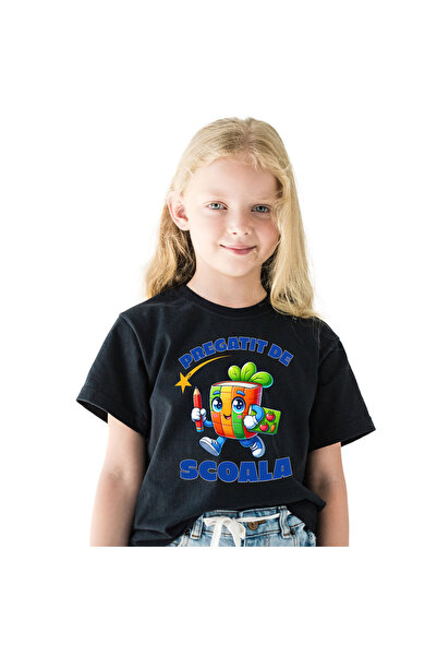 StoryGift Romania Tricou Copii cu Carte Colorata Vesela Cu Frunze Creion Fruc...