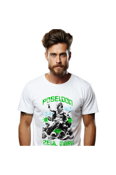 StoryGift Romania Tricou Barbati cu Statuie greceasca Cu Tridon Coroana Regal...