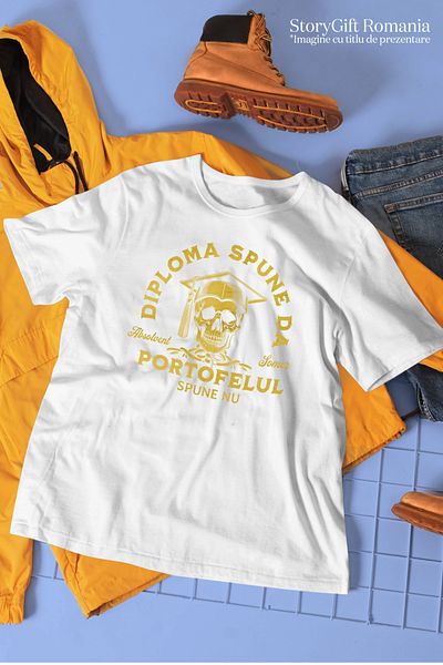 StoryGift Romania Tricou Femei schelete absolvent diploma spune da portofelul spune nu somer cu im WHT_XL