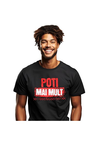 StoryGift Romania Tricou Barbati cu Mesaj Inspirational Stil Graffiti Stradal Copii Poti Mai Mult ,Black_S