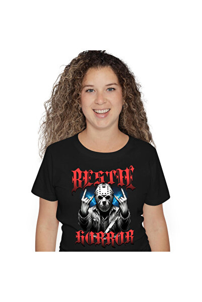 StoryGift Romania Tricou Femei cu Barbat Cu masca Infricosator Si Cutit,Horro...