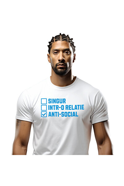 StoryGift Romania Tricou Barbati cu Lista De Cerinte Anti-social Bifat, Anxie...