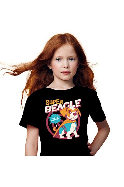 StoryGift Romania Tricou Copii cu Caine Cu Pelerina De Super Erou Colorata, Animal Pufos, Copii, d,Black_8ANI