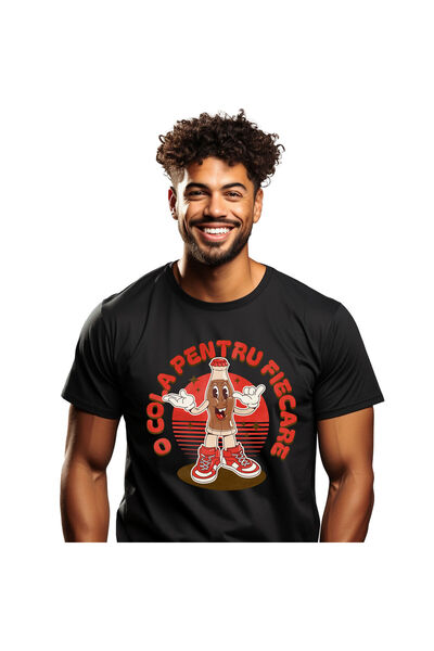 StoryGift Romania Tricou Barbati cu Sticla De Suc Vesela Cu adidasi Rosii, Pe...