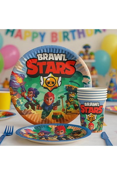 AKTEZ-EL Brawl Star Paper Plate - Glass 8 Pack